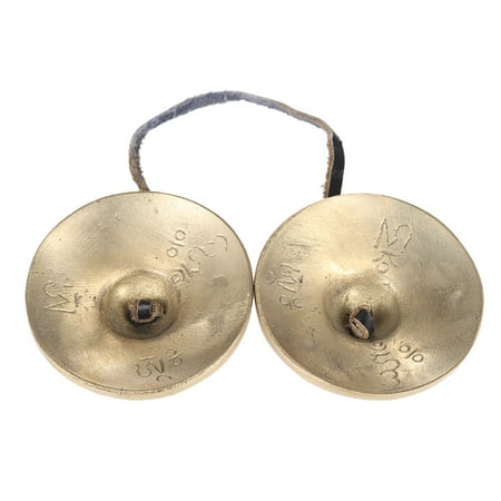 Tibetan Tingsha Bells Tingka Cymbals 2.0 diameter Lucky Symbols leather cord 